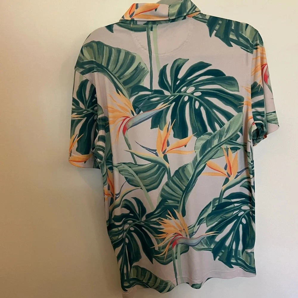 Chubbies Tropical Performance Polo Shirt Medium‎ Bird of Paradise